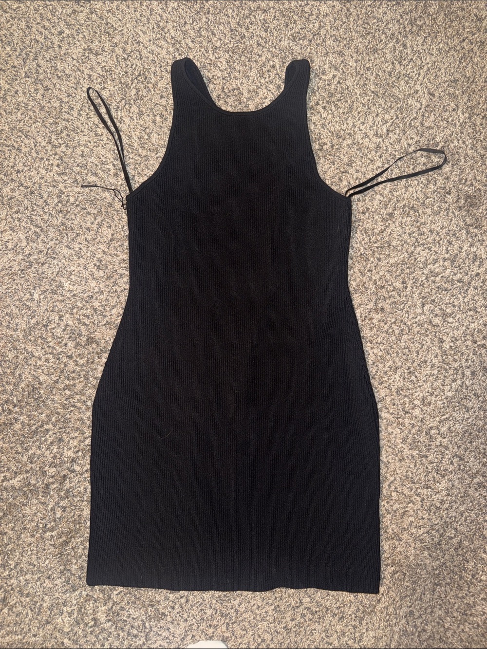 Aritzia Black Ribbed Tank Mini Dress